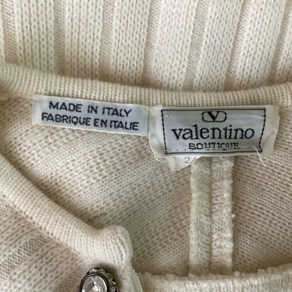 Valentino Ribbed Cardigan Rhinestone Buttons S - Picture 6 of 7